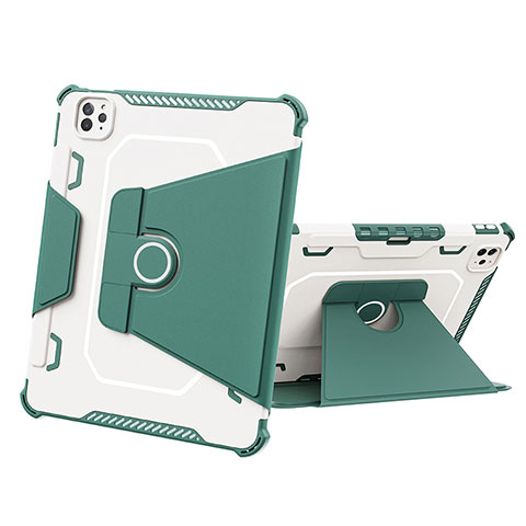 Silikon Hülle Handyhülle und Kunststoff Schutzhülle Hartschalen Tasche mit Ständer L05 für Apple iPad Pro 11 (2021) Grün