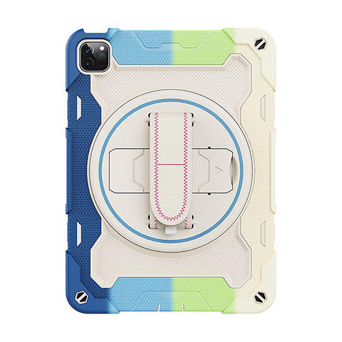 Silikon Hülle Handyhülle und Kunststoff Schutzhülle Hartschalen Tasche mit Ständer L11 für Apple iPad Pro 11 (2022) Blau