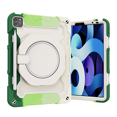 Silikon Hülle Handyhülle und Kunststoff Schutzhülle Hartschalen Tasche mit Ständer L13 für Apple iPad Pro 11 (2022) Grün