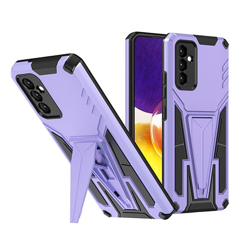 Silikon Hülle Handyhülle und Kunststoff Schutzhülle Hartschalen Tasche mit Ständer MQ1 für Samsung Galaxy A24 4G Violett