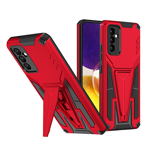 Silikon Hülle Handyhülle und Kunststoff Schutzhülle Hartschalen Tasche mit Ständer MQ1 für Samsung Galaxy A34 5G Rot