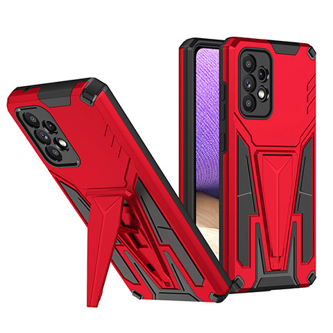 Silikon Hülle Handyhülle und Kunststoff Schutzhülle Hartschalen Tasche mit Ständer MQ1 für Samsung Galaxy A52 5G Rot