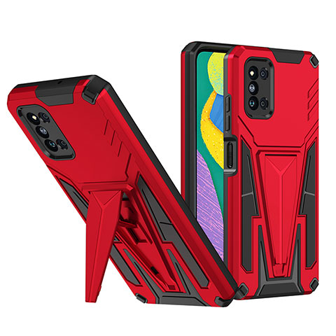 Silikon Hülle Handyhülle und Kunststoff Schutzhülle Hartschalen Tasche mit Ständer MQ1 für Samsung Galaxy F52 5G Rot