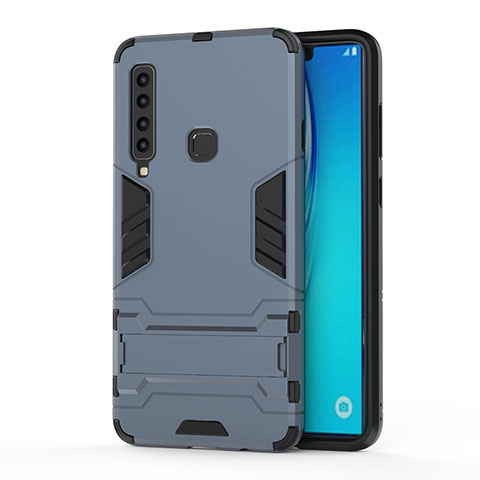 Silikon Hülle Handyhülle und Kunststoff Schutzhülle Hartschalen Tasche mit Ständer T01 für Samsung Galaxy A9 (2018) A920 Blau