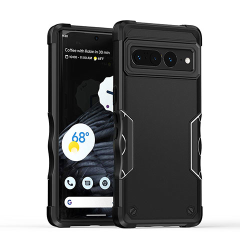 Silikon Hülle Handyhülle und Kunststoff Schutzhülle Hartschalen Tasche QW1 für Google Pixel 7 Pro 5G Schwarz