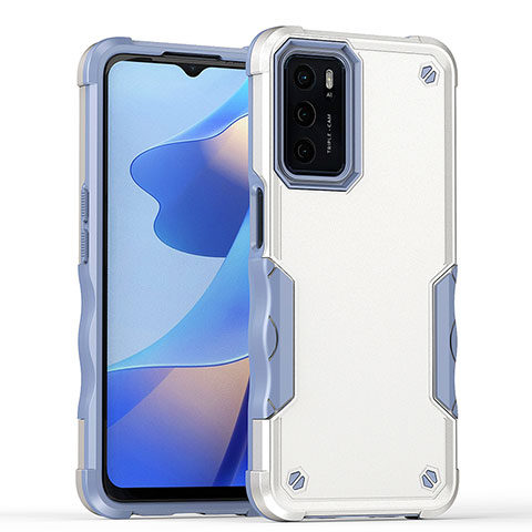 Silikon Hülle Handyhülle und Kunststoff Schutzhülle Hartschalen Tasche QW1 für Oppo A16 Weiß