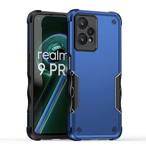 Silikon Hülle Handyhülle und Kunststoff Schutzhülle Hartschalen Tasche QW1 für Realme 9 Pro 5G Blau