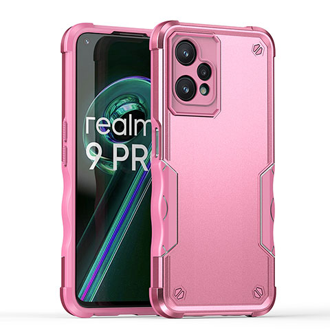 Silikon Hülle Handyhülle und Kunststoff Schutzhülle Hartschalen Tasche QW1 für Realme 9 Pro 5G Rosa