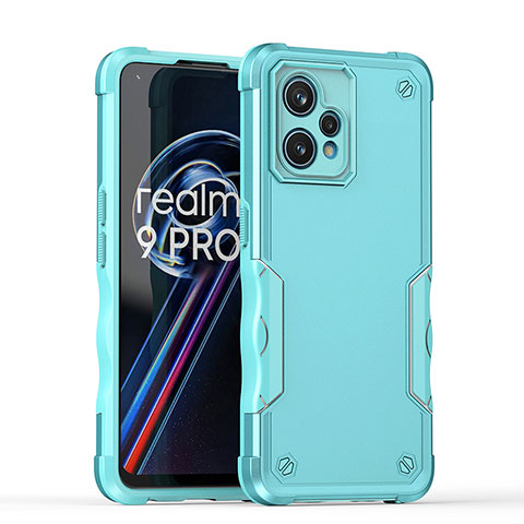 Silikon Hülle Handyhülle und Kunststoff Schutzhülle Hartschalen Tasche QW1 für Realme 9 Pro+ Plus 5G Hellblau