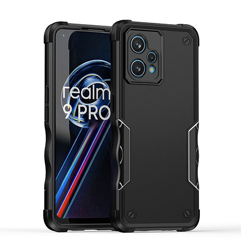 Silikon Hülle Handyhülle und Kunststoff Schutzhülle Hartschalen Tasche QW1 für Realme 9 Pro+ Plus 5G Schwarz