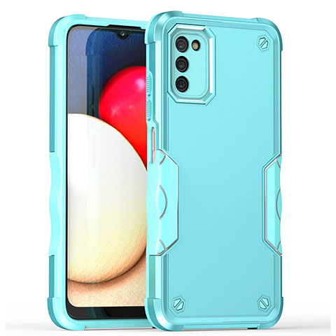 Silikon Hülle Handyhülle und Kunststoff Schutzhülle Hartschalen Tasche QW1 für Samsung Galaxy A03s Hellblau