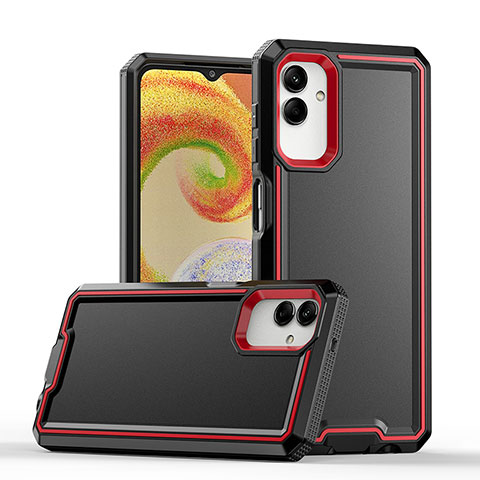 Silikon Hülle Handyhülle und Kunststoff Schutzhülle Hartschalen Tasche QW1 für Samsung Galaxy A04E Rot und Schwarz