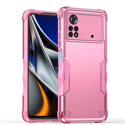 Silikon Hülle Handyhülle und Kunststoff Schutzhülle Hartschalen Tasche QW1 für Xiaomi Poco X4 Pro 5G Rosegold