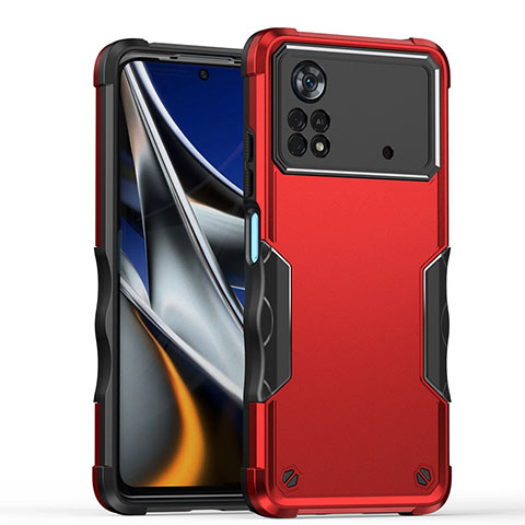 Silikon Hülle Handyhülle und Kunststoff Schutzhülle Hartschalen Tasche QW1 für Xiaomi Poco X4 Pro 5G Rot