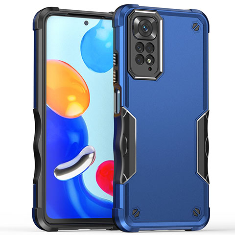 Silikon Hülle Handyhülle und Kunststoff Schutzhülle Hartschalen Tasche QW1 für Xiaomi Redmi Note 11 4G (2022) Blau