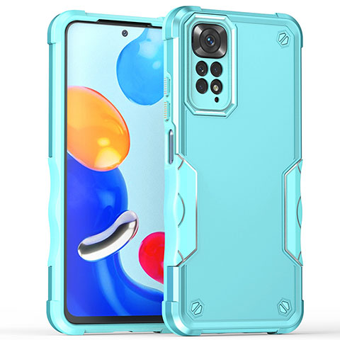 Silikon Hülle Handyhülle und Kunststoff Schutzhülle Hartschalen Tasche QW1 für Xiaomi Redmi Note 11 Pro 4G Hellblau