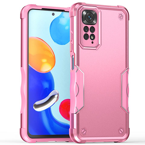 Silikon Hülle Handyhülle und Kunststoff Schutzhülle Hartschalen Tasche QW1 für Xiaomi Redmi Note 11 Pro 4G Rosa