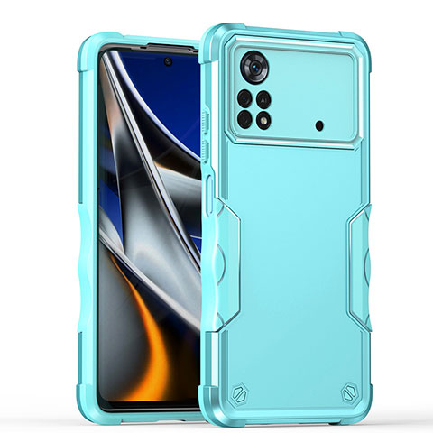 Silikon Hülle Handyhülle und Kunststoff Schutzhülle Hartschalen Tasche QW1 für Xiaomi Redmi Note 11E Pro 5G Hellblau