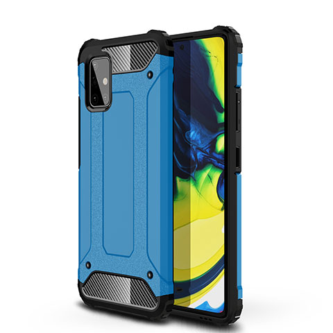 Silikon Hülle Handyhülle und Kunststoff Schutzhülle Hartschalen Tasche U01 für Samsung Galaxy A71 5G Hellblau