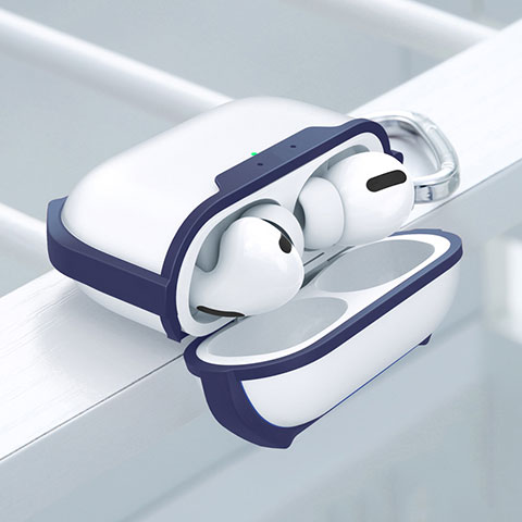 Silikon Hülle Handyhülle und Kunststoff Schutzhülle Hartschalen Tasche U02 für Apple AirPods Pro Blau