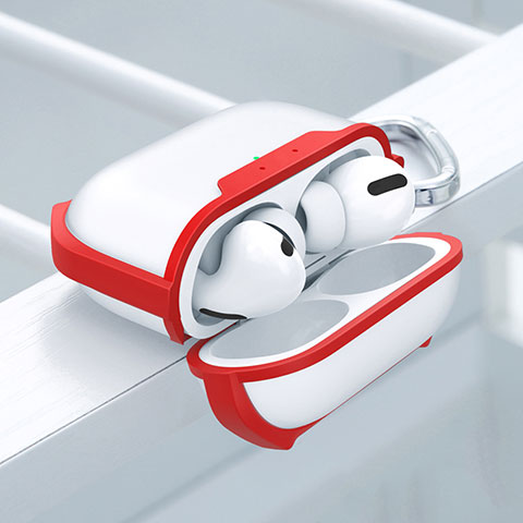 Silikon Hülle Handyhülle und Kunststoff Schutzhülle Hartschalen Tasche U02 für Apple AirPods Pro Rot