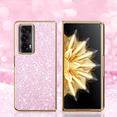 Silikon Hülle Handyhülle und Kunststoff Schutzhülle Hartschalen Tasche Vorder und Rückseite 360 Grad Ganzkörper Bling-Bling für Huawei Honor Magic V2 5G Rosegold