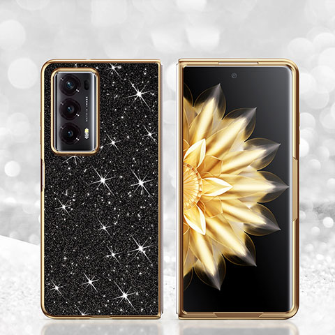 Silikon Hülle Handyhülle und Kunststoff Schutzhülle Hartschalen Tasche Vorder und Rückseite 360 Grad Ganzkörper Bling-Bling für Huawei Honor Magic V2 Ultimate 5G Schwarz