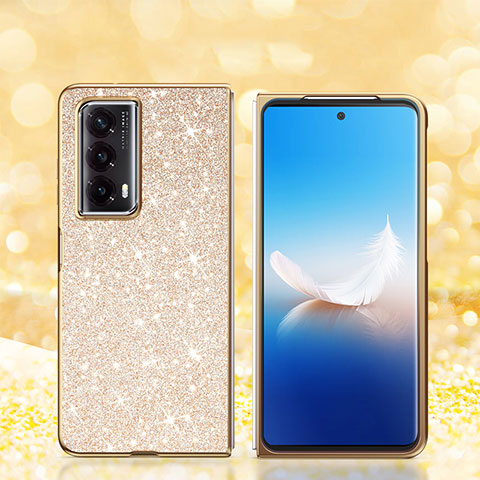 Silikon Hülle Handyhülle und Kunststoff Schutzhülle Hartschalen Tasche Vorder und Rückseite 360 Grad Ganzkörper Bling-Bling für Huawei Honor Magic Vs2 5G Gold