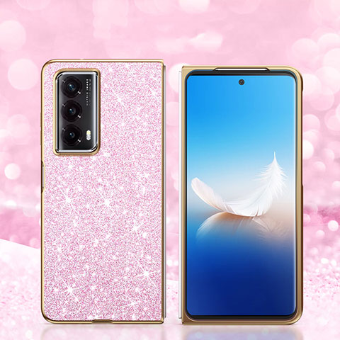 Silikon Hülle Handyhülle und Kunststoff Schutzhülle Hartschalen Tasche Vorder und Rückseite 360 Grad Ganzkörper Bling-Bling für Huawei Honor Magic Vs2 5G Rosa