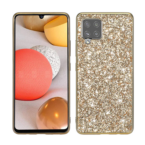 Silikon Hülle Handyhülle und Kunststoff Schutzhülle Hartschalen Tasche Vorder und Rückseite 360 Grad Ganzkörper Bling-Bling für Samsung Galaxy A42 5G Gold