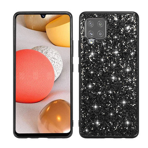 Silikon Hülle Handyhülle und Kunststoff Schutzhülle Hartschalen Tasche Vorder und Rückseite 360 Grad Ganzkörper Bling-Bling für Samsung Galaxy A42 5G Schwarz