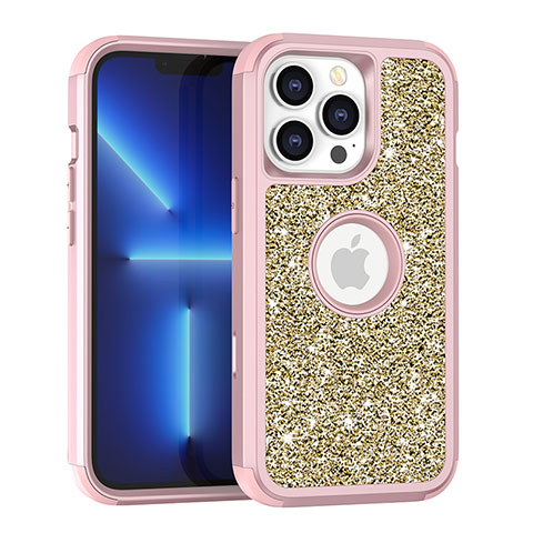 Silikon Hülle Handyhülle und Kunststoff Schutzhülle Hartschalen Tasche Vorder und Rückseite 360 Grad Ganzkörper Bling-Bling YJ1 für Apple iPhone 13 Pro Max Plusfarbig