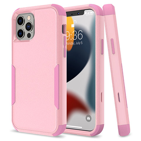 Silikon Hülle Handyhülle und Kunststoff Schutzhülle Hartschalen Tasche Vorder und Rückseite 360 Grad Ganzkörper für Apple iPhone 13 Pro Max Pink