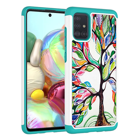 Silikon Hülle Handyhülle und Kunststoff Schutzhülle Hartschalen Tasche Vorder und Rückseite 360 Grad Ganzkörper JX1 für Samsung Galaxy A51 4G Grün