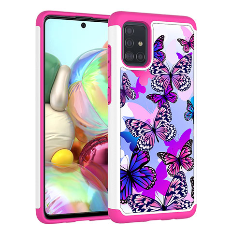 Silikon Hülle Handyhülle und Kunststoff Schutzhülle Hartschalen Tasche Vorder und Rückseite 360 Grad Ganzkörper JX1 für Samsung Galaxy A51 4G Pink