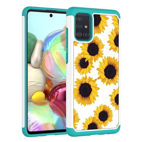 Silikon Hülle Handyhülle und Kunststoff Schutzhülle Hartschalen Tasche Vorder und Rückseite 360 Grad Ganzkörper JX1 für Samsung Galaxy A51 5G Gelb