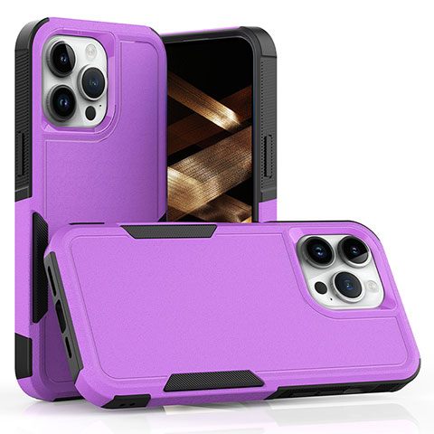 Silikon Hülle Handyhülle und Kunststoff Schutzhülle Hartschalen Tasche Vorder und Rückseite 360 Grad Ganzkörper MQ1 für Apple iPhone 13 Pro Max Violett