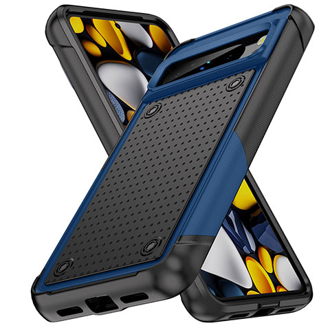 Silikon Hülle Handyhülle und Kunststoff Schutzhülle Hartschalen Tasche Vorder und Rückseite 360 Grad Ganzkörper MQ1 für Google Pixel 8 Pro 5G Blau