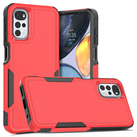 Silikon Hülle Handyhülle und Kunststoff Schutzhülle Hartschalen Tasche Vorder und Rückseite 360 Grad Ganzkörper MQ1 für Motorola Moto G22 Rot