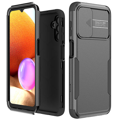 Silikon Hülle Handyhülle und Kunststoff Schutzhülle Hartschalen Tasche Vorder und Rückseite 360 Grad Ganzkörper MQ1 für Samsung Galaxy A04s Schwarz