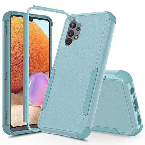 Silikon Hülle Handyhülle und Kunststoff Schutzhülle Hartschalen Tasche Vorder und Rückseite 360 Grad Ganzkörper MQ1 für Samsung Galaxy A32 4G Hellblau