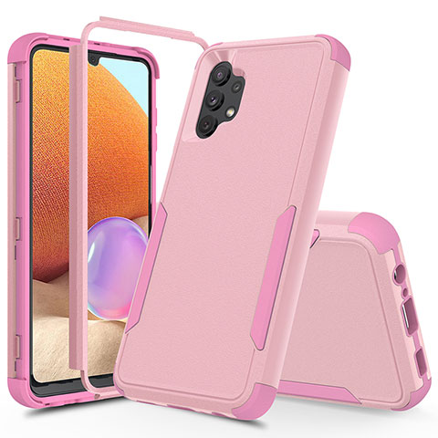 Silikon Hülle Handyhülle und Kunststoff Schutzhülle Hartschalen Tasche Vorder und Rückseite 360 Grad Ganzkörper MQ1 für Samsung Galaxy A32 4G Rosegold