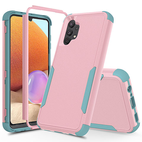 Silikon Hülle Handyhülle und Kunststoff Schutzhülle Hartschalen Tasche Vorder und Rückseite 360 Grad Ganzkörper MQ1 für Samsung Galaxy A32 5G Rosa