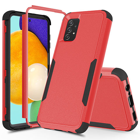 Silikon Hülle Handyhülle und Kunststoff Schutzhülle Hartschalen Tasche Vorder und Rückseite 360 Grad Ganzkörper MQ1 für Samsung Galaxy A52s 5G Rot