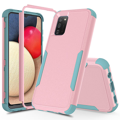 Silikon Hülle Handyhülle und Kunststoff Schutzhülle Hartschalen Tasche Vorder und Rückseite 360 Grad Ganzkörper MQ1 für Samsung Galaxy M02s Rosa