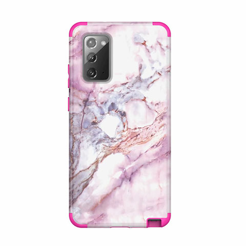 Silikon Hülle Handyhülle und Kunststoff Schutzhülle Hartschalen Tasche Vorder und Rückseite 360 Grad Ganzkörper N02 für Samsung Galaxy Note 20 5G Pink