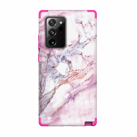 Silikon Hülle Handyhülle und Kunststoff Schutzhülle Hartschalen Tasche Vorder und Rückseite 360 Grad Ganzkörper N02 für Samsung Galaxy Note 20 Ultra 5G Pink