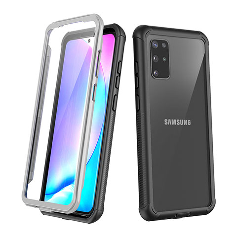 Silikon Hülle Handyhülle und Kunststoff Schutzhülle Hartschalen Tasche Vorder und Rückseite 360 Grad Ganzkörper U01 für Samsung Galaxy S20 Plus 5G Schwarz