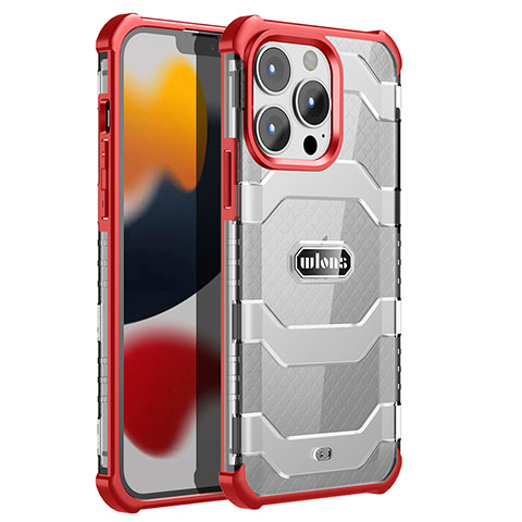 Silikon Hülle Handyhülle und Kunststoff Schutzhülle Hartschalen Tasche Vorder und Rückseite 360 Grad Ganzkörper U02 für Apple iPhone 13 Pro Rot