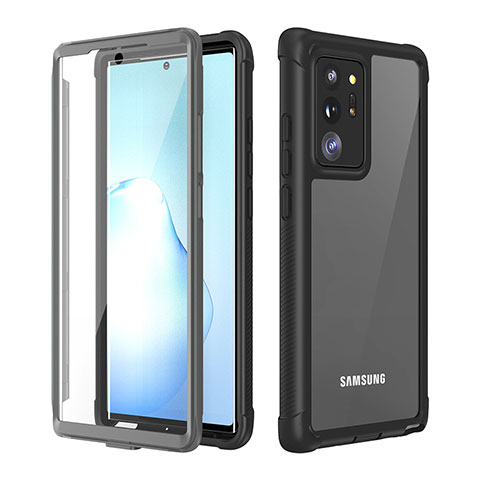 Silikon Hülle Handyhülle und Kunststoff Schutzhülle Hartschalen Tasche Vorder und Rückseite 360 Grad Ganzkörper U02 für Samsung Galaxy Note 20 Ultra 5G Schwarz